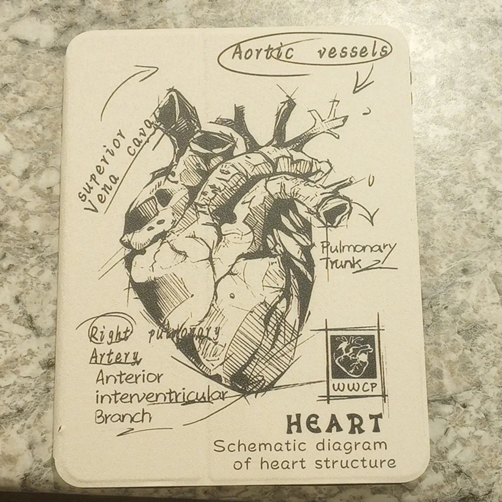 iPad 10th generation cover. Human heart cover design. Cream color